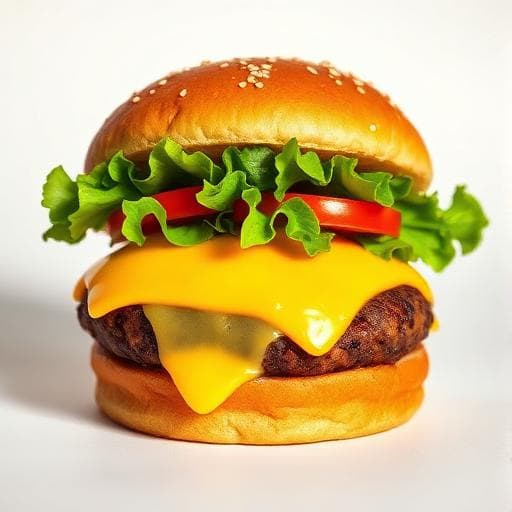 Freshly made burger with crisp lettuce and tomato